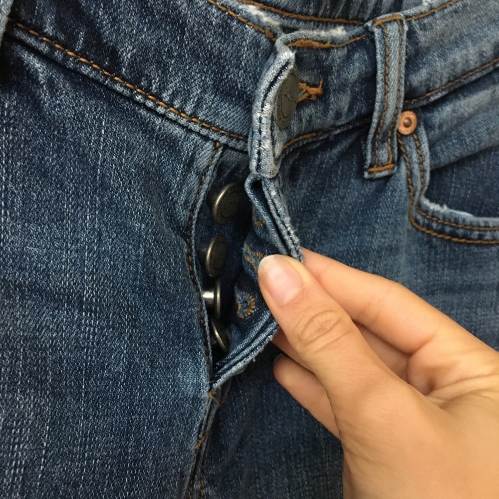Loft Button Fly Colorblock Jeans - Picture 4 of 6